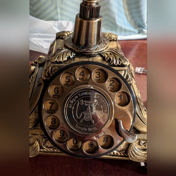 NWOT Jucoan Vintage Bronze Retro Rotary Dial Telephone - Picture 3 of 13